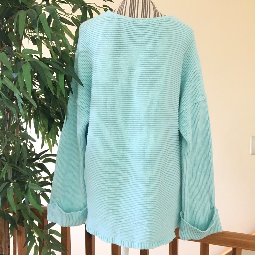 Free People Sky Blue V-Neck Sweater Size Large - Picture 5 of 10